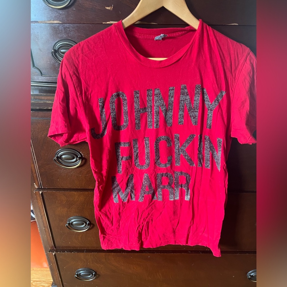 Johnny F******  Marr, small, unisex tee.